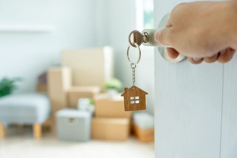 Home 1 Moving,House,,Relocation.,The,Key,Was,Inserted,Into,The,Door